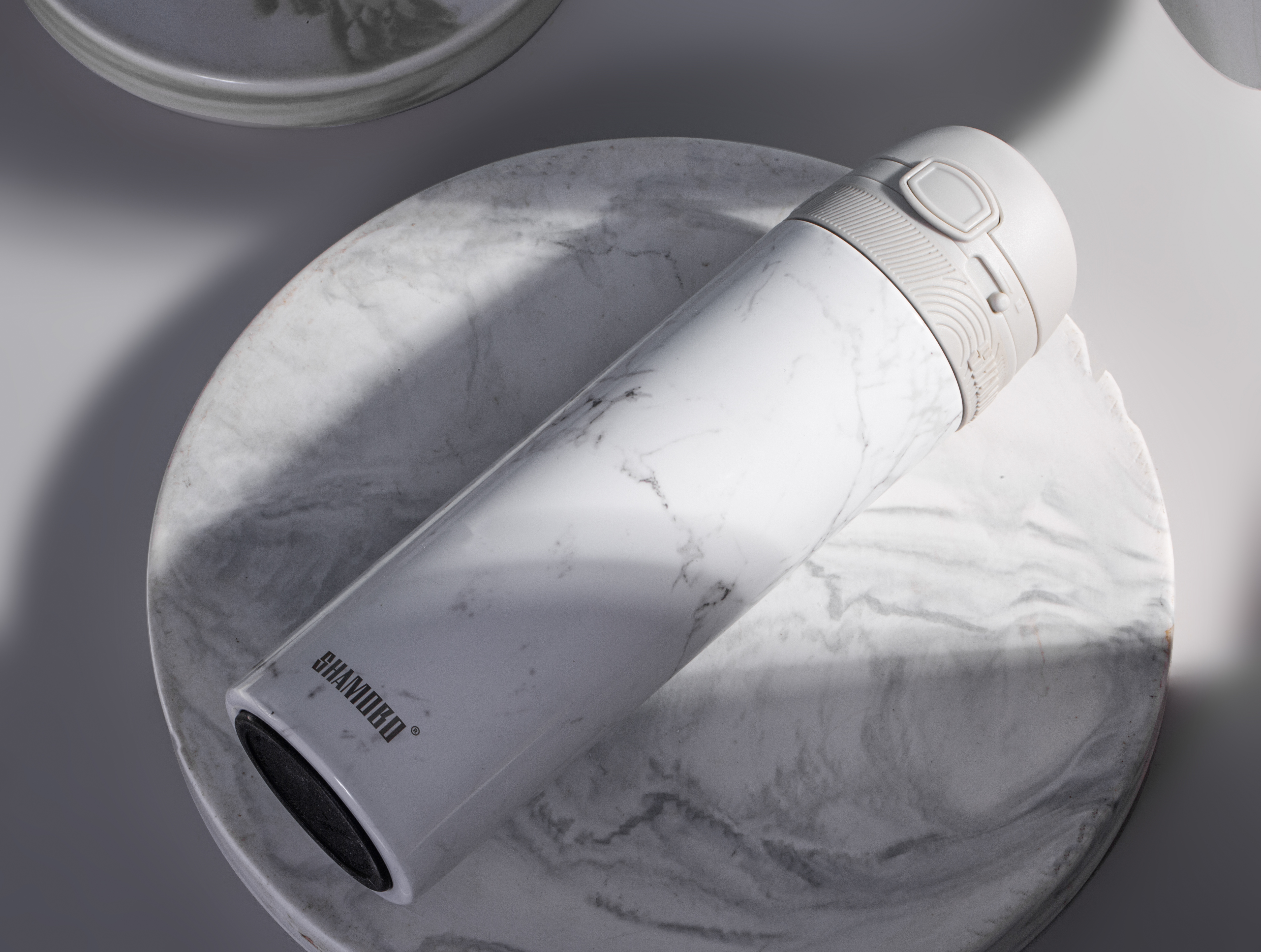 FLG 500ml White Marble Insulated Bottles