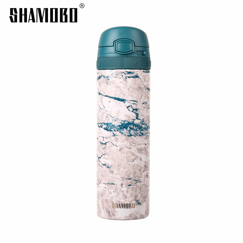 FLG 500ml Green Marble Insulated Bottles