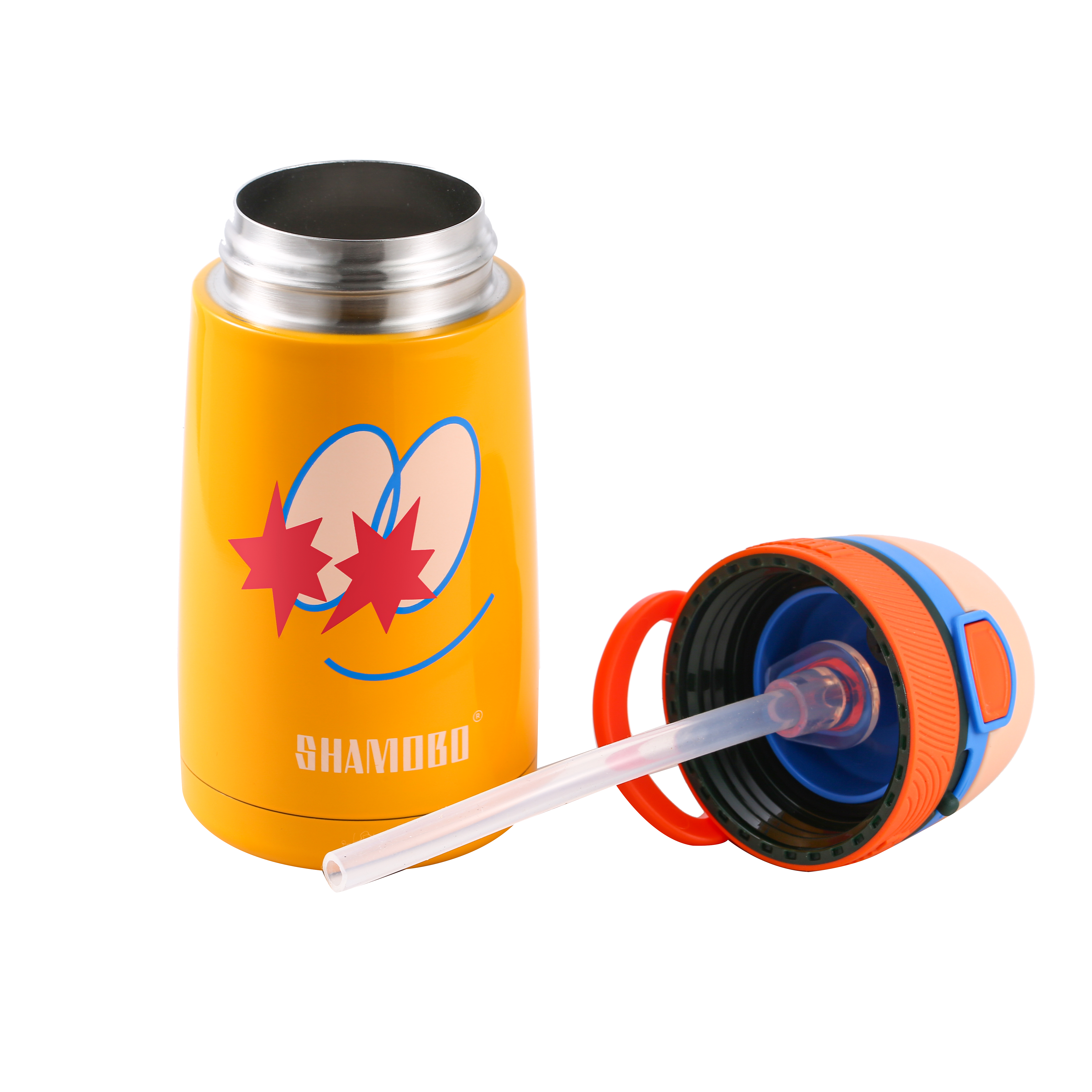 XQD Glowing Eyes 350ml Insulated Bottle with Straw
