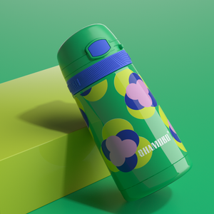 XQD Green Geometry 350ml Insulated Bottle with Straw