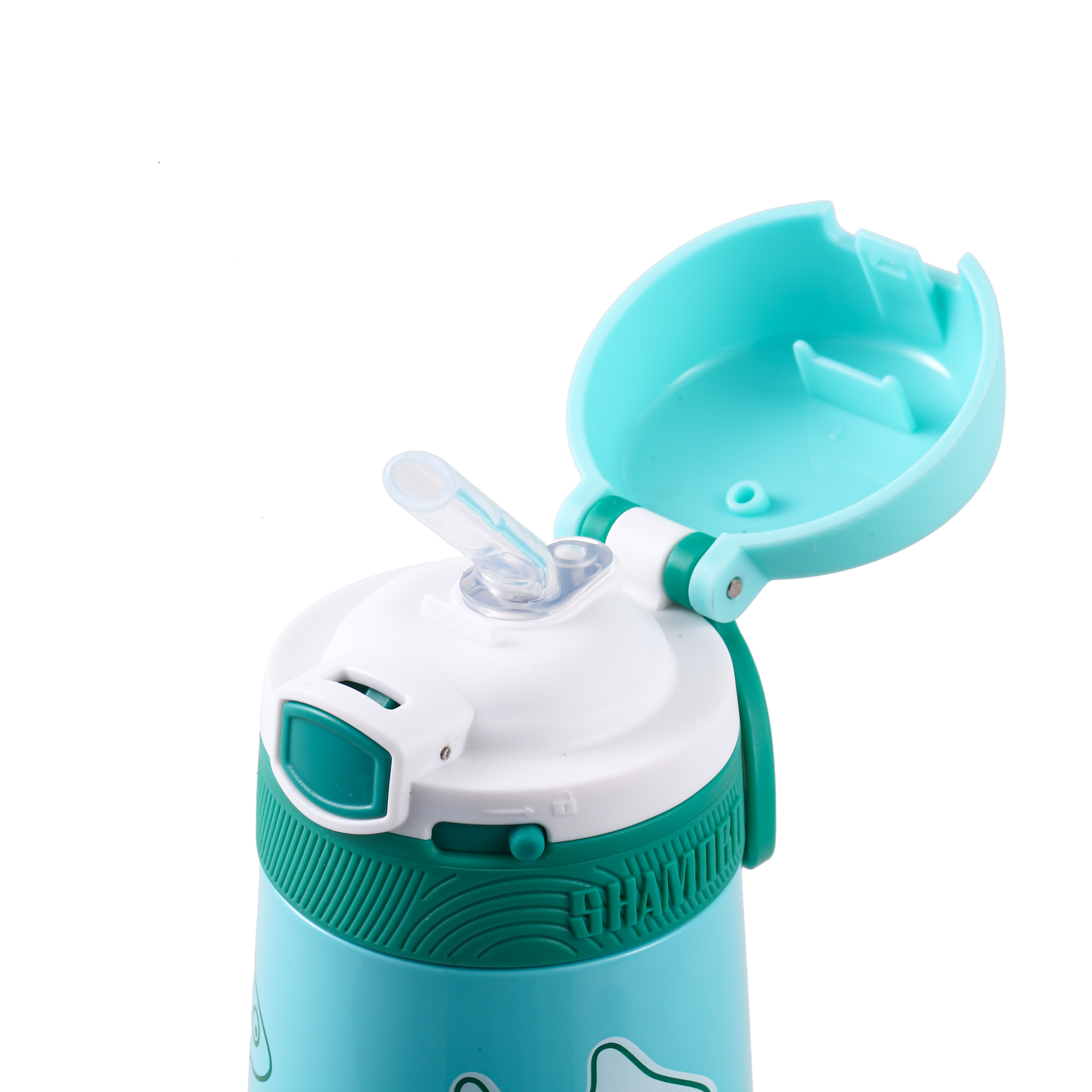 XQD Turquoise Fish 350ml Insulated Bottle with Straw
